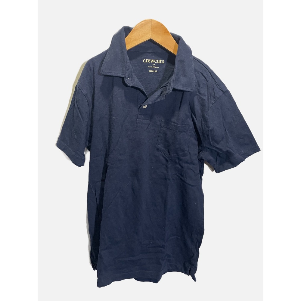 Crewcuts Polo Shirt Kids XL‎ Navy Blue Pocket Jersey Cotton Preppy Casual